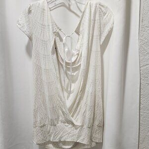 Express - Sexy White open back animal snake skin print shirt